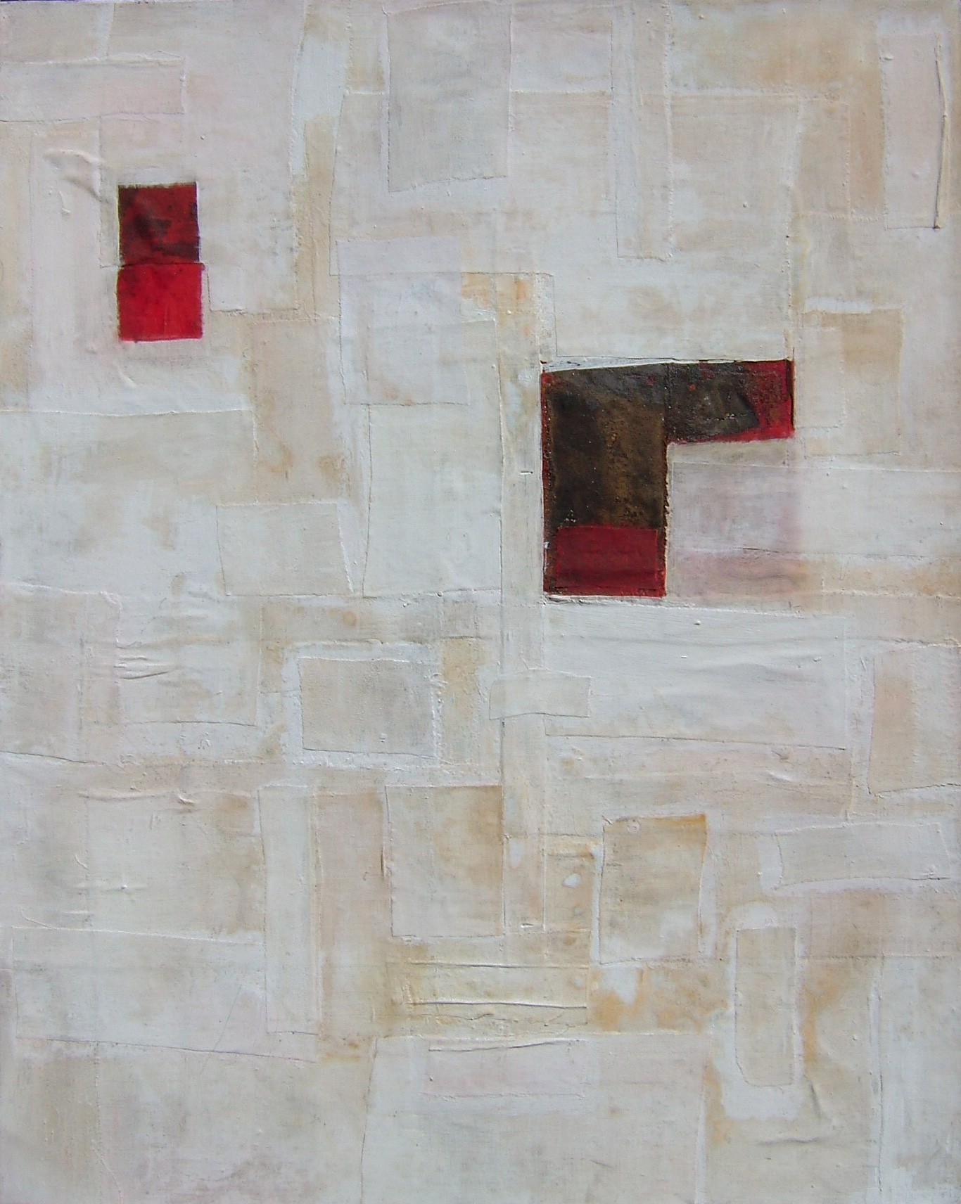 „frontale“ 2001 © Andrea Freiberg, mixed media on canvas, 100 x 80 cm